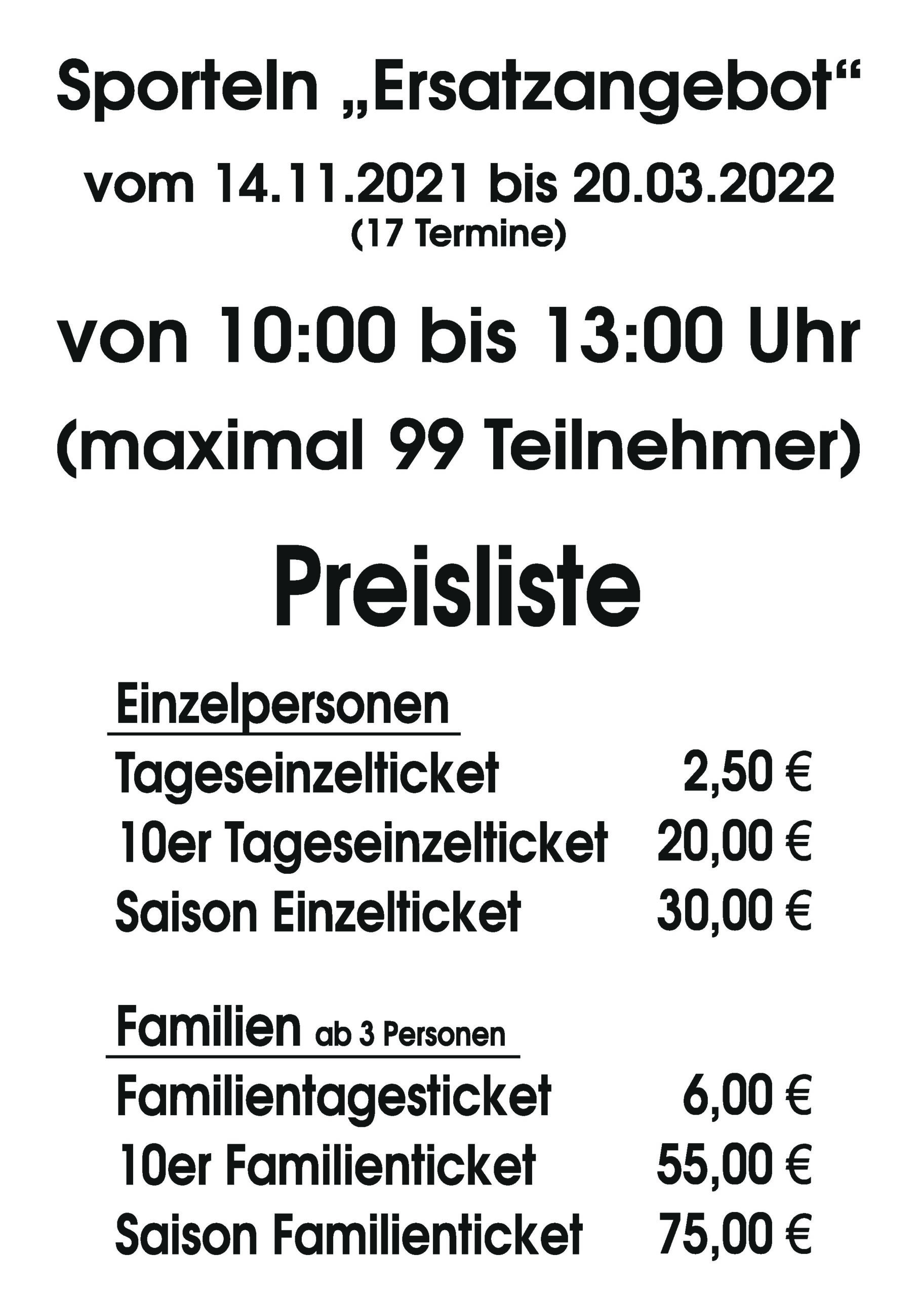 Preisliste Sporteln